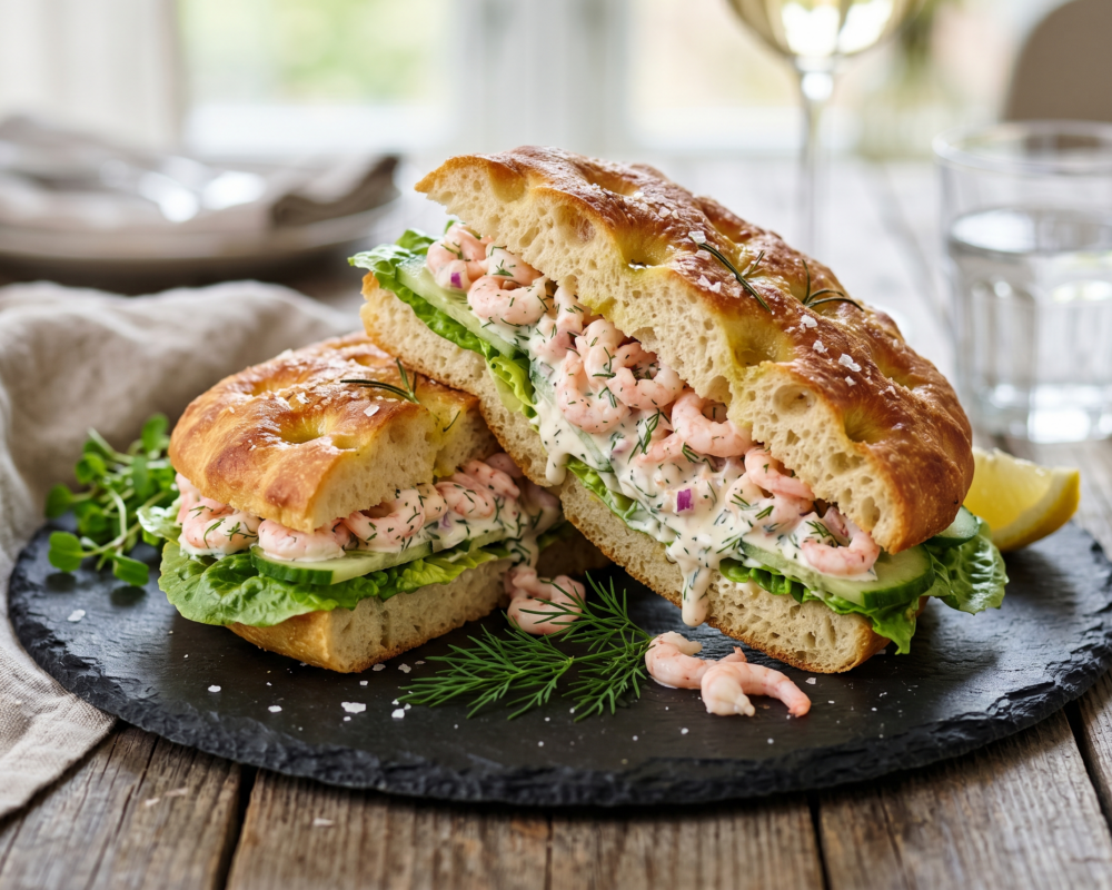 Focaccia med skagenrøre
