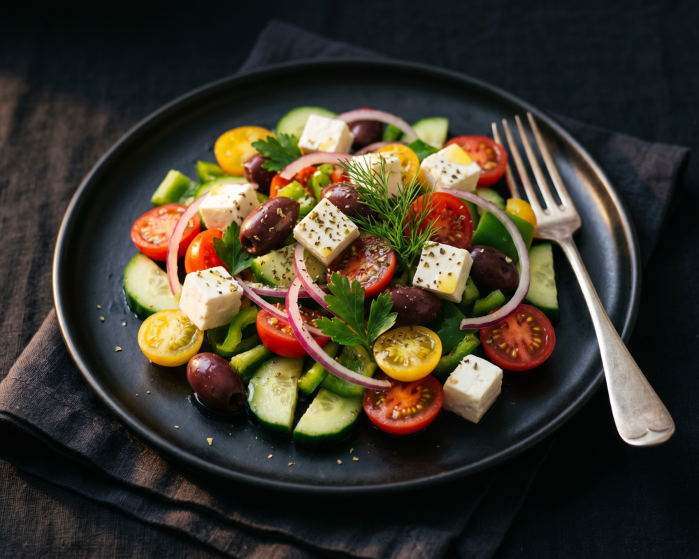 Gresk salat med oliven, cherrytomater og fetaost